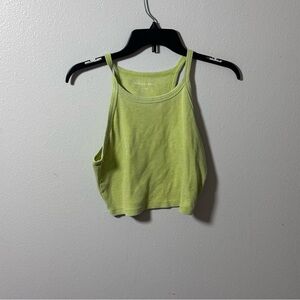 American Eagle Women High Neck Green Ribbed Crop Top size XL.